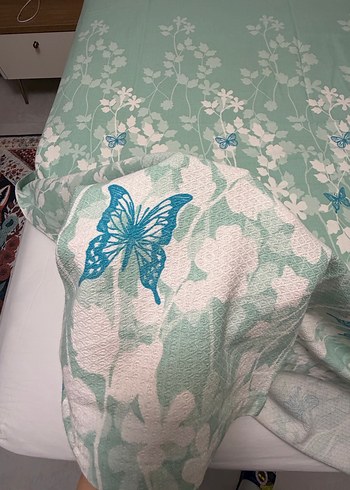 Mavi Pastel Baskılı Yatak Örtüsü - Görsel 3