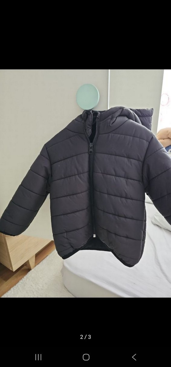 Kürklü Kapüşonlu Siyah Erkek Çocuk Mont - Görsel 2