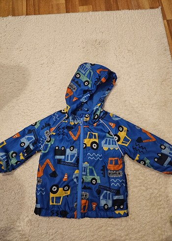 Fermuarlı Kapüşonlu Erkek Çocuk Gri Baskılı Mont - Görsel 3