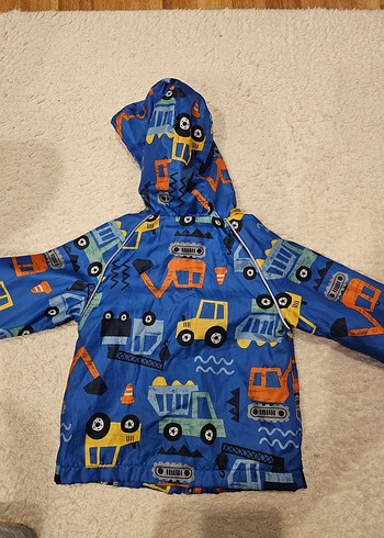 Fermuarlı Kapüşonlu Erkek Çocuk Gri Baskılı Mont - Görsel 2