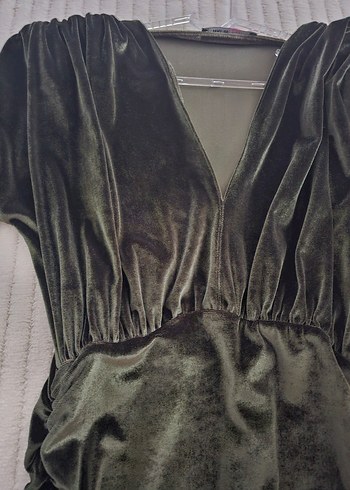 Drapeli Siyah Midi Kadın Abiye Elbise - Görsel 3