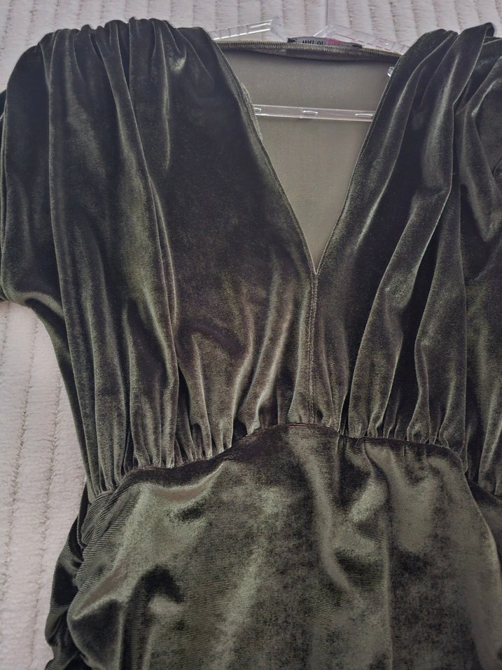 Drapeli Siyah Midi Kadın Abiye Elbise - Görsel 3