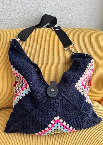 Bohem örgü çanta , tığ , askılı - Görsel 3