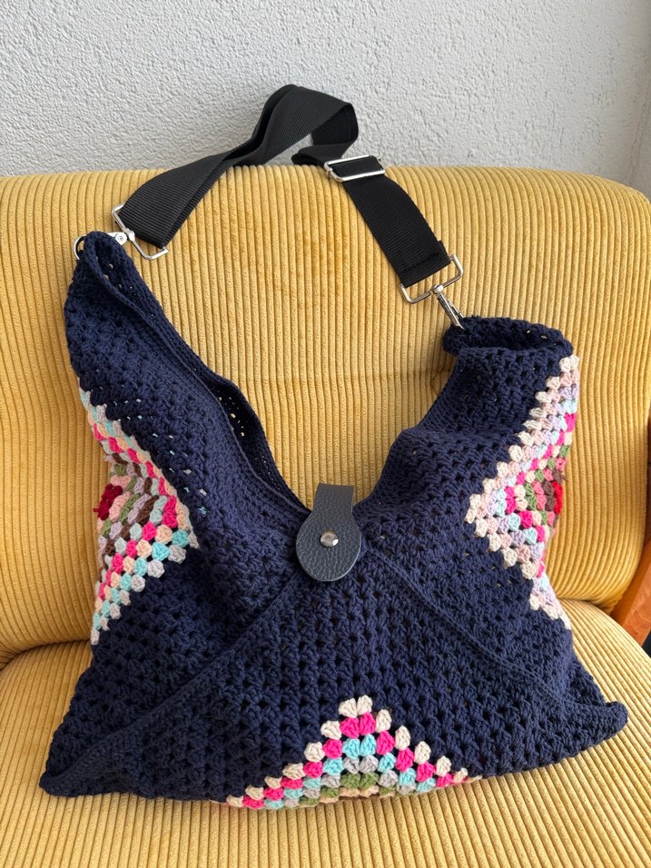 Bohem örgü çanta , tığ , askılı - Görsel 3
