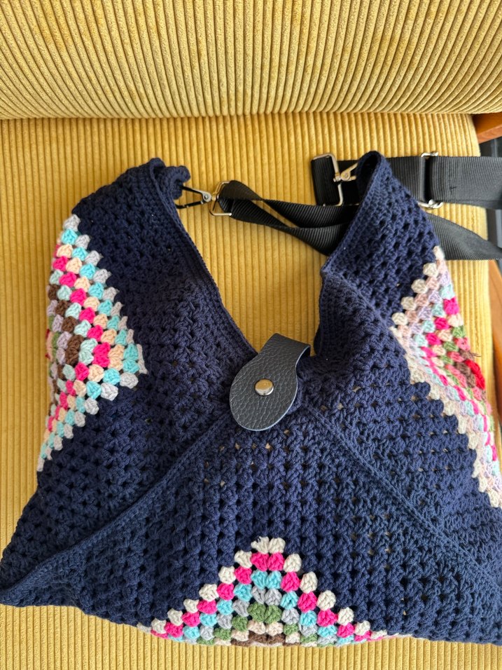 Bohem örgü çanta , tığ , askılı - Görsel 2