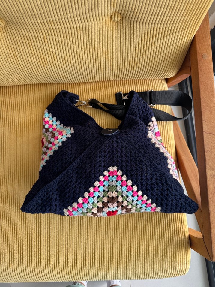 Bohem örgü çanta , tığ , askılı - Görsel 4