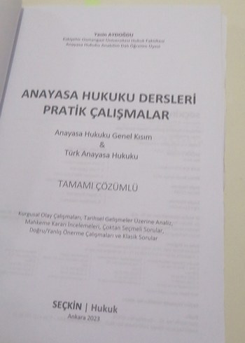 Beden Anayasa Hukuku Dersleri Pratik Çalışmalar Kitabı