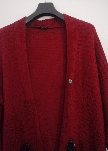m Beden bordo Renk Bordo Uzun Kollu Triko Hırka