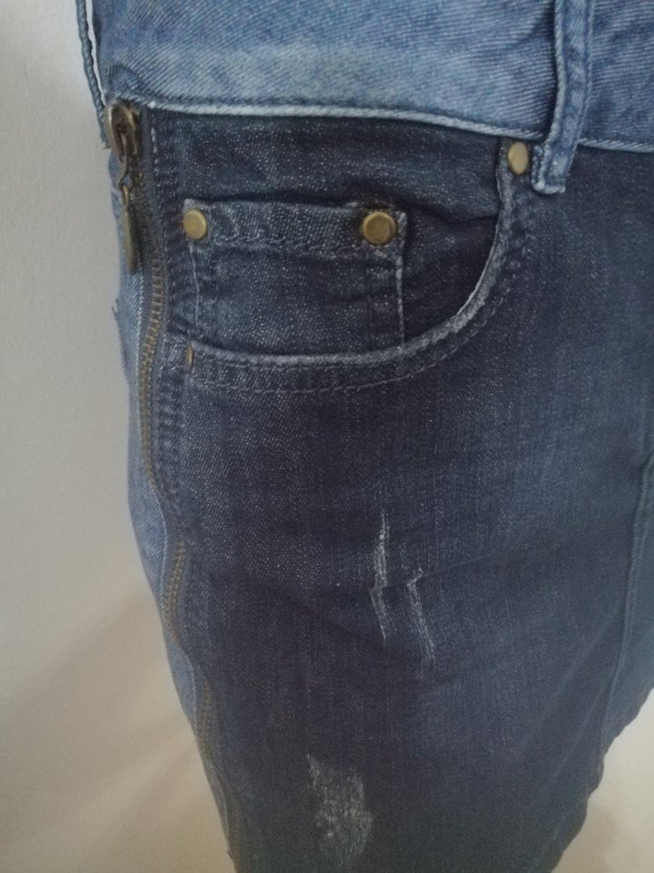Koyu Mavi Kadın Denim Mini Etek - Görsel 5
