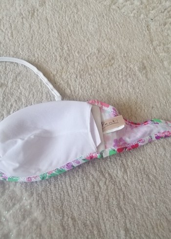 Çiçek Desenli Pembe Dantelli Bikini Üstü - Görsel 7