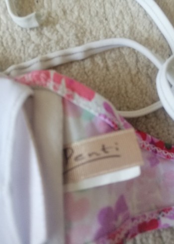 Çiçek Desenli Pembe Dantelli Bikini Üstü - Görsel 4