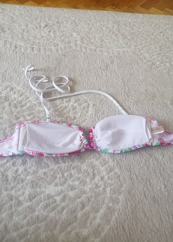 Çiçek Desenli Pembe Dantelli Bikini Üstü - Görsel 5