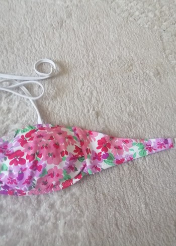 Çiçek Desenli Pembe Dantelli Bikini Üstü - Görsel 3