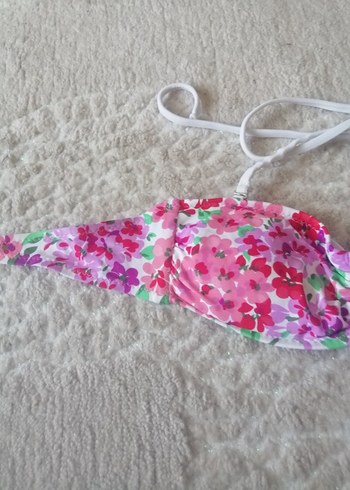 Çiçek Desenli Pembe Dantelli Bikini Üstü - Görsel 2