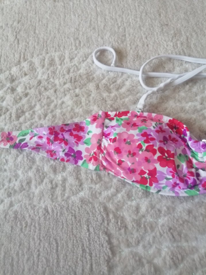 Çiçek Desenli Pembe Dantelli Bikini Üstü - Görsel 2