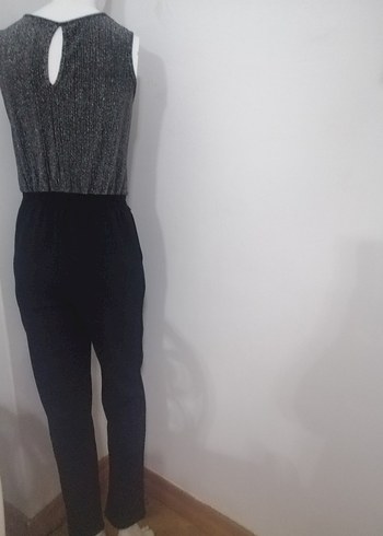 Gri V Yakalı Piliseli Kadın Tulum - Görsel 9