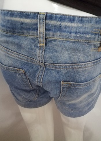 Kadın Mavi Denim Mini Şort - Görsel 9
