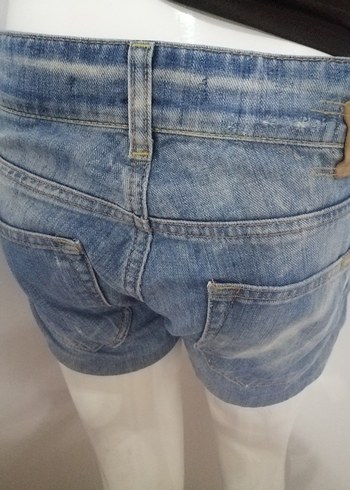 Kadın Mavi Denim Mini Şort - Görsel 8