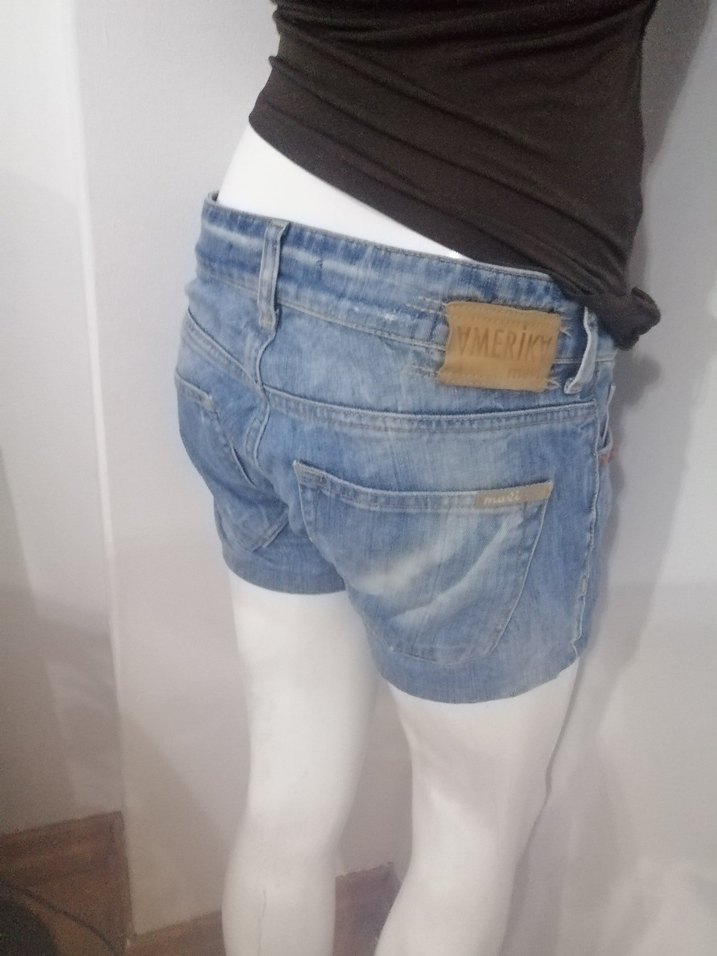 Kadın Mavi Denim Mini Şort - Görsel 5