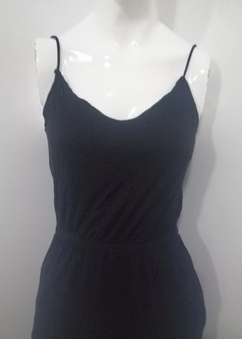 Siyah V Yakalı Kadın Uzun Tulum - Görsel 4