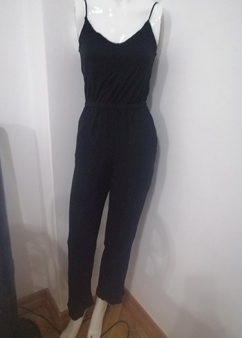 Siyah V Yakalı Kadın Uzun Tulum - Görsel 3