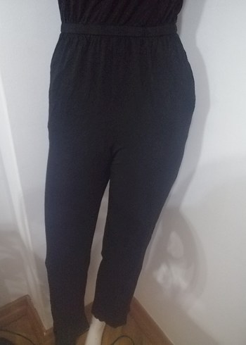 Siyah V Yakalı Kadın Uzun Tulum - Görsel 5