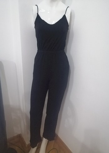 Siyah V Yakalı Kadın Uzun Tulum - Görsel 2