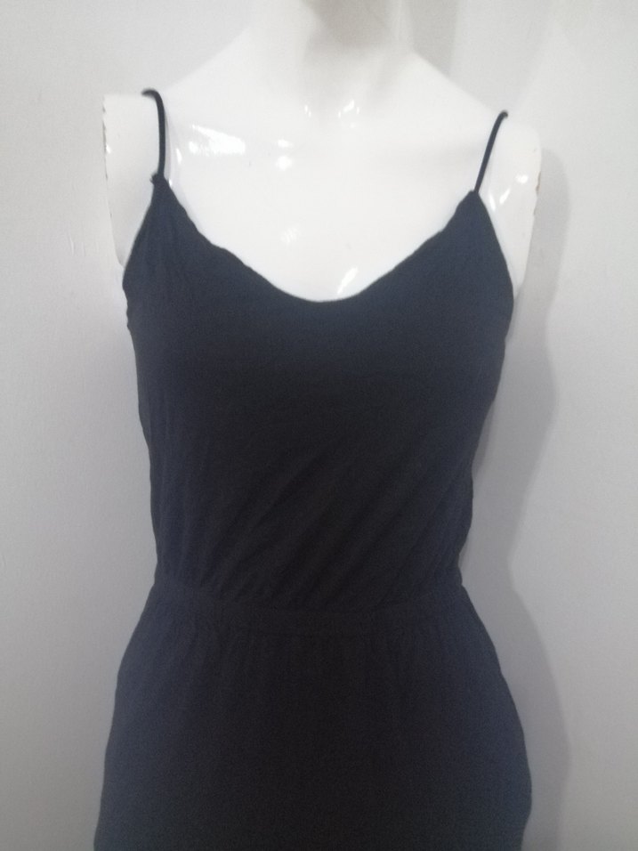 Siyah V Yakalı Kadın Uzun Tulum - Görsel 4