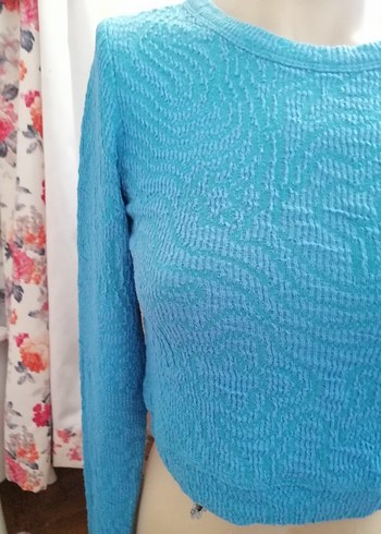 Mavi Örgü Kadın Sweatshirt - Görsel 3