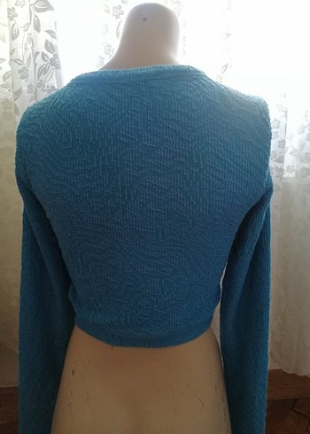 Mavi Örgü Kadın Sweatshirt - Görsel 7