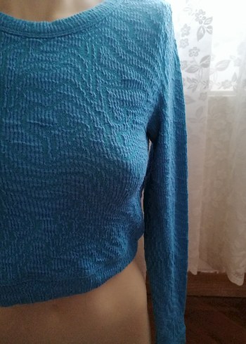 Mavi Örgü Kadın Sweatshirt - Görsel 4