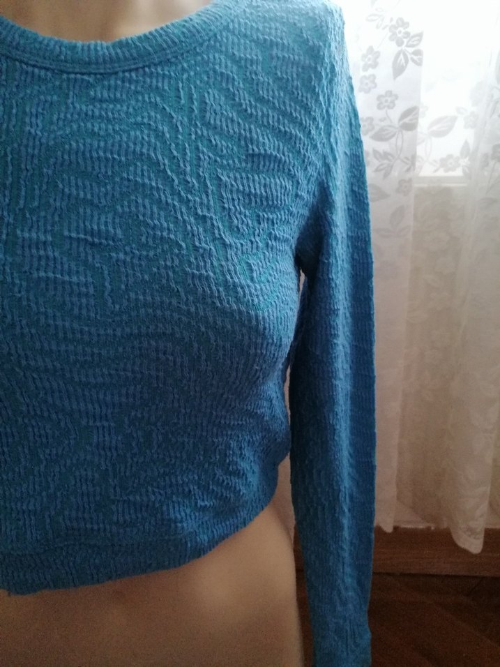 Mavi Örgü Kadın Sweatshirt - Görsel 4