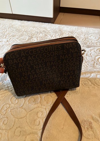 Kahverengi Baskılı Deri Kadın Çanta - Görsel 3