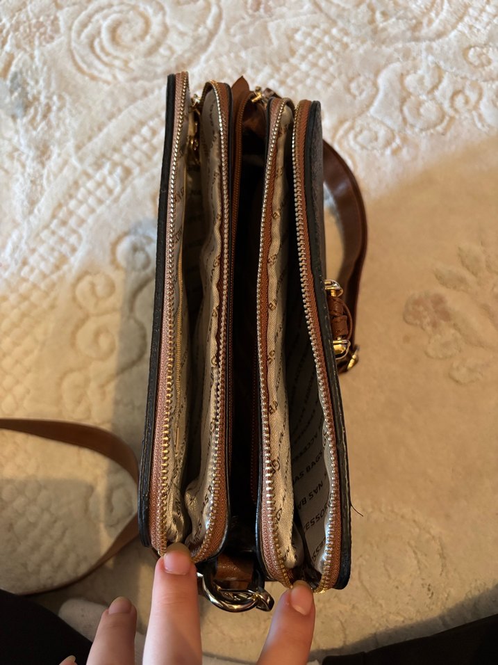 Kahverengi Baskılı Deri Kadın Çanta - Görsel 2