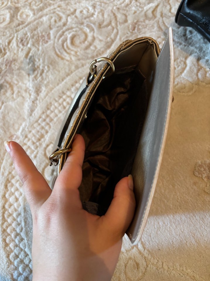 Bej Deri Kadın Kareli Çanta - Görsel 2