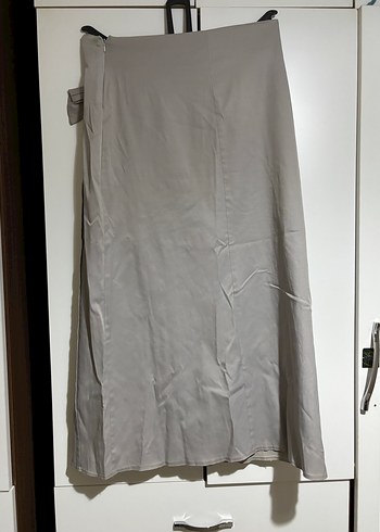 Gri Uzun Keten Salaş Etek - Görsel 2