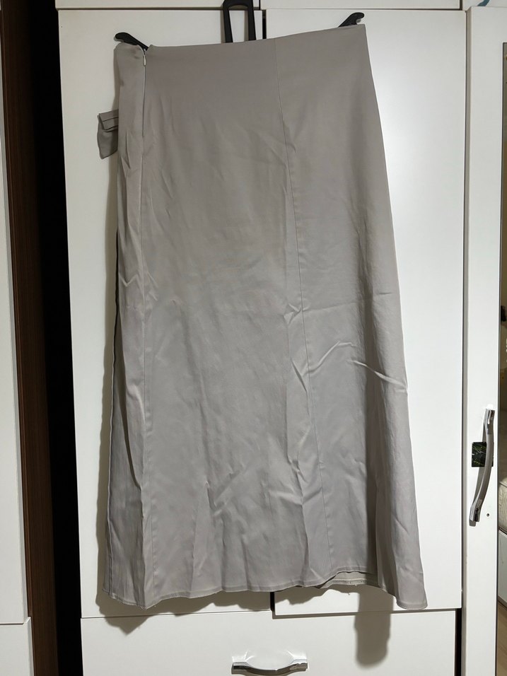 Gri Uzun Keten Salaş Etek - Görsel 2