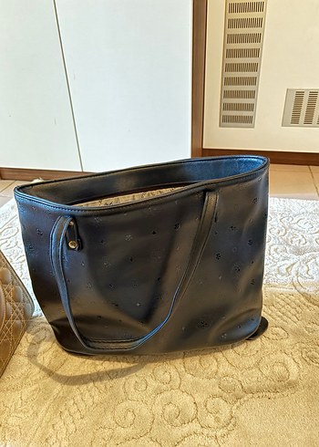 Klasik Siyah Deri Kadın Çanta - Görsel 3