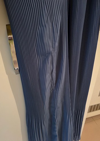 Kadın Mavi Uzun Pliseli Elbise - Görsel 3