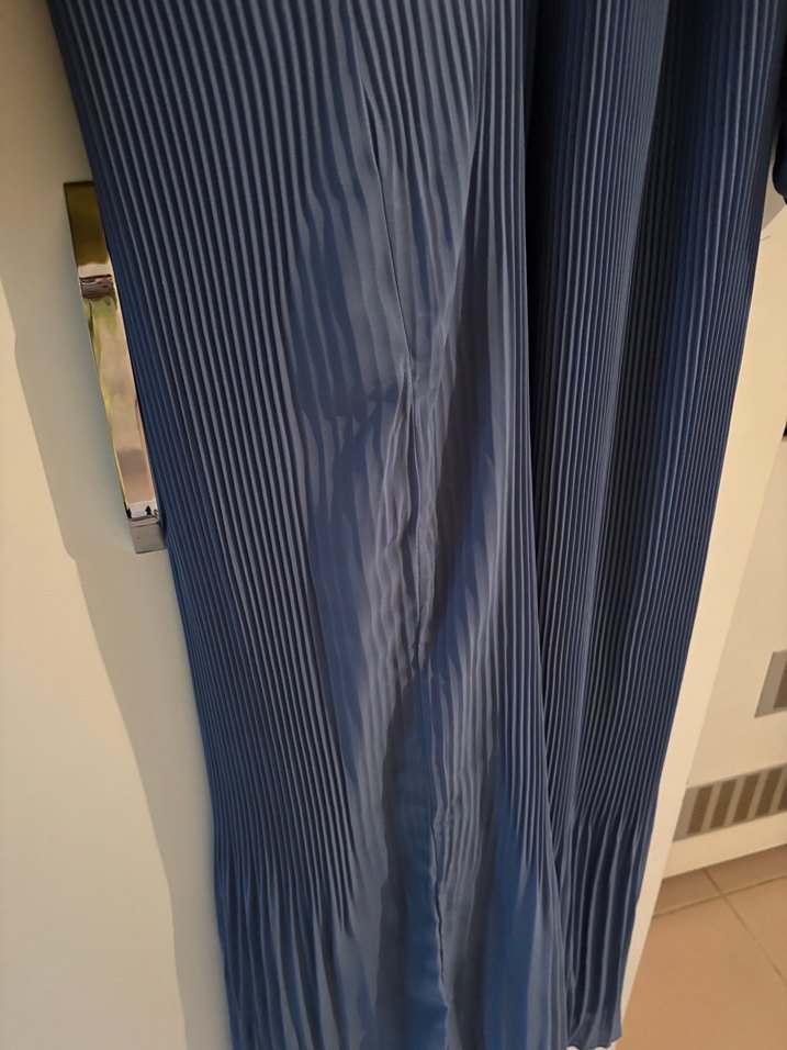 Kadın Mavi Uzun Pliseli Elbise - Görsel 3