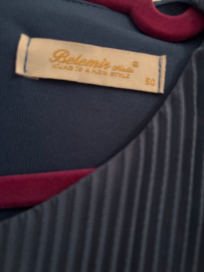 Kadın Mavi Uzun Pliseli Elbise - Görsel 2