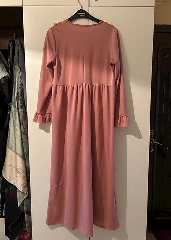 Pembe Uzun Kollu Fırfırlı Kadın Elbise - Görsel 4