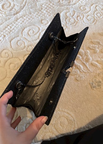 Siyah Süet Kadın Clutch Çanta - Görsel 2