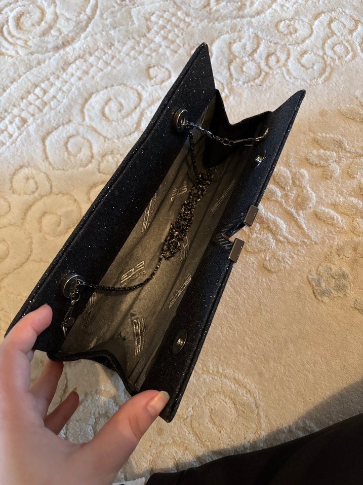 Siyah Süet Kadın Clutch Çanta - Görsel 2