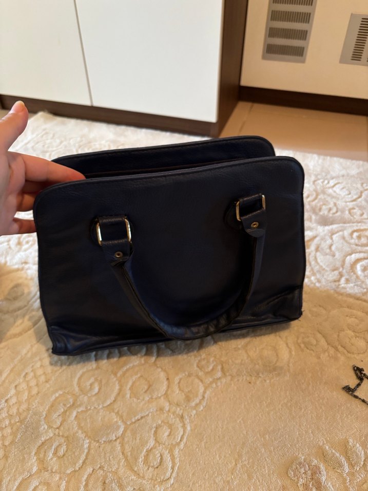 Siyah Deri Yılan Desenli Kadın Çanta - Görsel 3