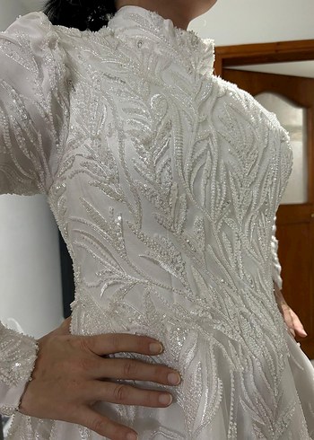 Uzun Kolluk Gelinlik (Hiç Kullanılmadı) - Görsel 2