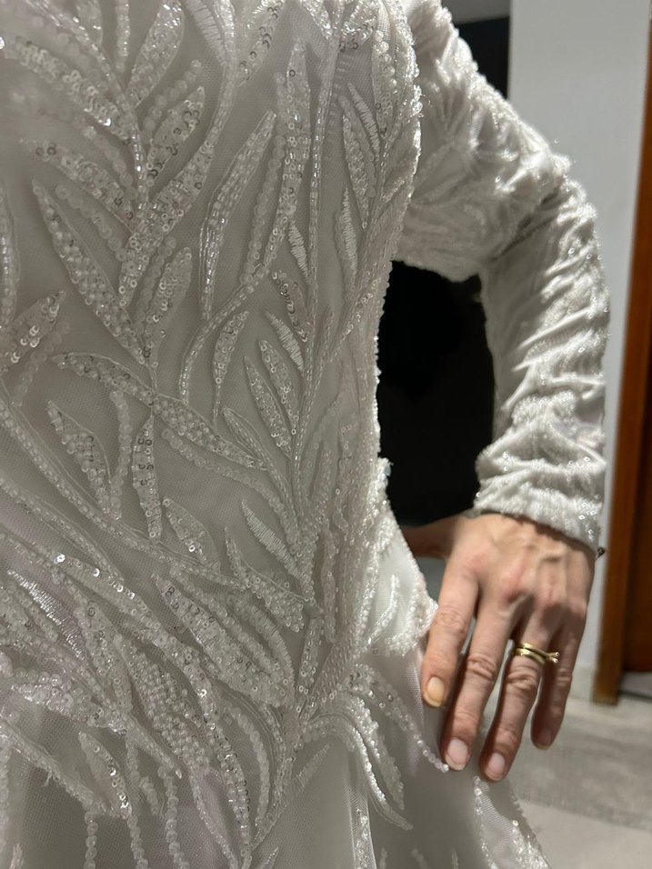 Uzun Kolluk Gelinlik (Hiç Kullanılmadı) - Görsel 3