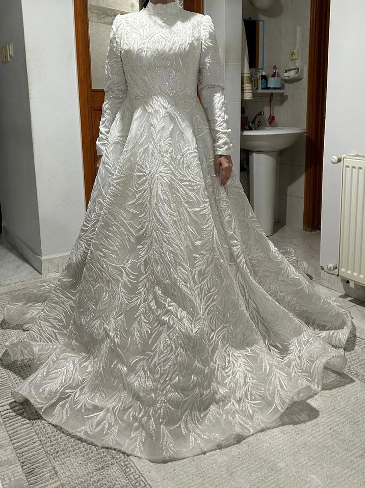 Uzun Kolluk Gelinlik (Hiç Kullanılmadı) - Görsel 4