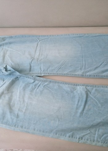 Mavi Pastel Renkli Kadın Bol Kesim Midi Kot Pantolon