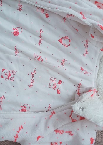 Pembe Desenli Bebek Tulumu ve Eldiven Seti - Görsel 7